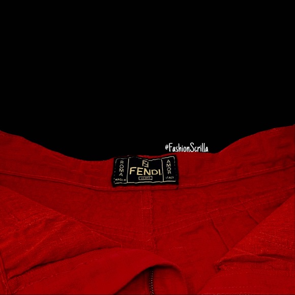 Fendi Red Zucca Monogram Logo High Waist Denim Mini Shorts - Picture 5 of 15